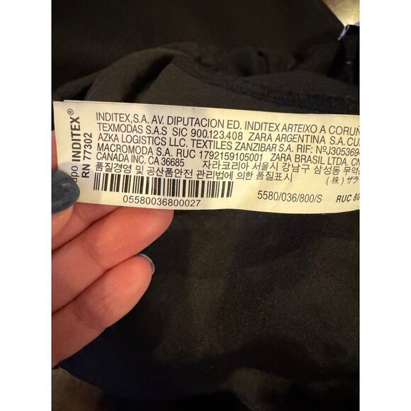 Zara Jumpsuit Women Small Black Ivory Tie Back Overall Wide Leg‎ Cropped Preppy - Picture 9 of 10